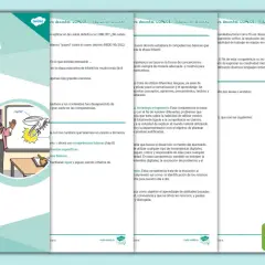 Ilustraciones de situaciones de aprendizaje en infantil, con docentes y alumnos interactuando.